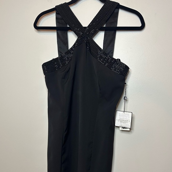 Laundry by Shelli Segal Beaded Criss Cross Halter Dress Black Size 4 - Picture 6 of 10